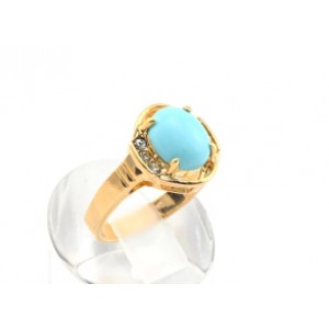 Кольцо женское с бирюзой (имитация) и стразами