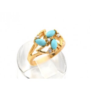 Кольцо женское с бирюзой (имитация) "Звезда"