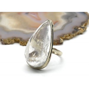Кольцо горный хрусталь "Капля" 20*34мм