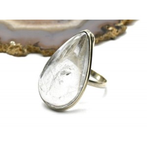 Кольцо горный хрусталь "Капля" 19*32мм