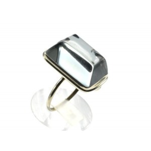 Кольцо с горным хрусталем (имитация) 17*25мм