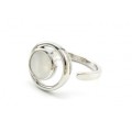 Кольцо Круг с перламутром, серебристое