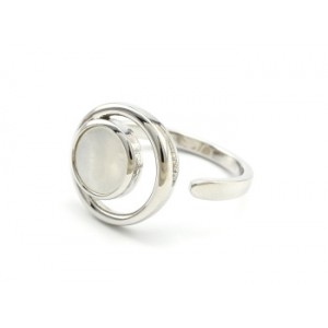 Кольцо Круг с перламутром, серебристое