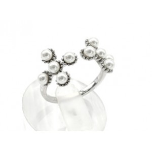 Кольцо с майоркой, серебристое (иск.)