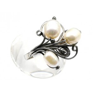 Кольцо жемчуг "Венок" 20*17мм.