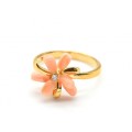 Кольцо женское "Шесть трубочек" с кораллом