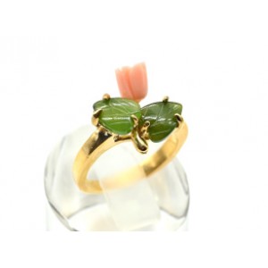 Кольцо женское с кораллом и нефритом "Роза"