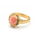 Кольцо позолоченное с кораллом и стразами