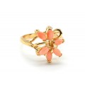 Кольцо женское "Шесть трубочек" с кораллом