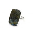 Кольцо с лабрадором прямоугольник 17*26мм, .
