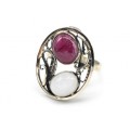 Кольцо турмалин с беломоритом 21*26мм.