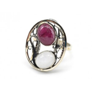 Кольцо турмалин с беломоритом 21*26мм.