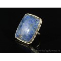 Кольцо лазурит " Прямоугольник " 29*36мм.