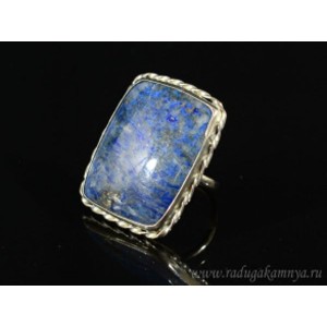 Кольцо лазурит " Прямоугольник " 29*36мм.