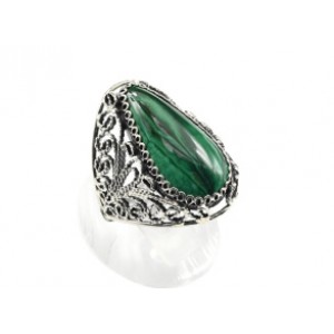 Кольцо малахит "Капля" 16*28мм