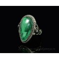 Кольцо малахит плисовый 13*24мм