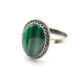 Кольцо малахит "Овал" 12*16мм