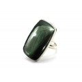 Кольцо обсидиан радужный "Прямоугольник" 16*27мм