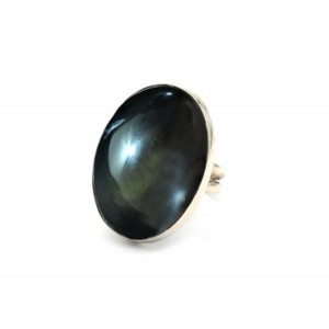 Кольцо обсидиан радужный "Овал" 26*34мм