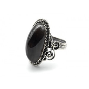 Кольцо золотой обсидиан "Овал" 13*26мм