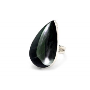 Кольцо обсидиан радужный "Капля" 25*39мм