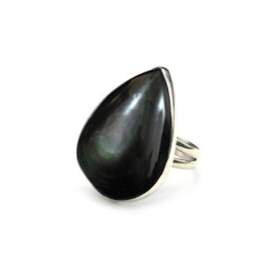 Кольцо с радужным обсидианом "Капля" 25*35мм