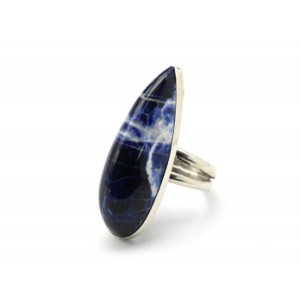Кольцо из содалита "Капля" 14*41мм