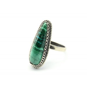 Кольцо малахит с хризоколлой 11*25мм