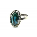 Кольцо малахит с хризоколлой "Овал" 11*16мм