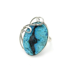 Кольцо хризоколла 23*33мм