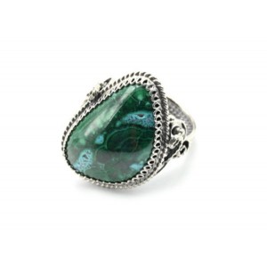 Кольцо малахит с хризоколлой 21*28мм