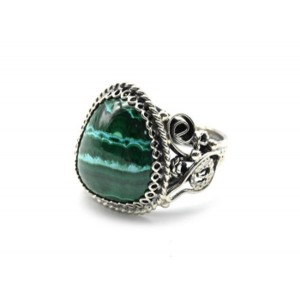 Кольцо малахит с хризоколлой 16*19мм Кольцо малахит с хризоколлой 16*19мм