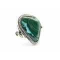 Кольцо малахит с хризоколлой 20*28мм