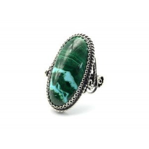 Кольцо малахит с хризоколлой 16*31мм