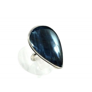 Кольцо соколиный глаз "Капля" 21*33мм