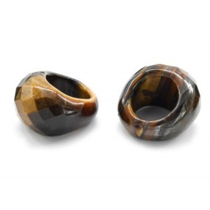 Крупное кольцо из Тигрового глаза с гранями ширина 20мм