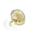 Кольцо с рутиловым кварцем (волосатик золотой) "Овал" 20*24мм