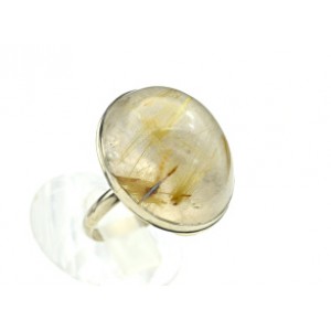 Кольцо с рутиловым кварцем (волосатик золотой) "Овал" 20*24мм