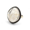 Кольцо рутиловый кварц (волосатик) 26*28мм.