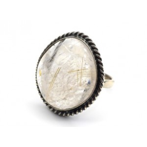 Кольцо рутиловый кварц (волосатик) 26*28мм.