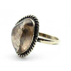 Кольцо рутиловый кварц (волосатик) " Грация " 16*21мм