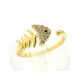 Кольцо Рыбка с фианитами, золотистое (иск.)