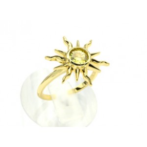 Кольцо "Солнышко" с цирконом, золотистое (иск.)