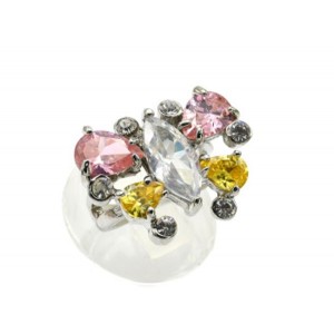 Кольцо с цирконом "Бабочка" ассорти (иск.)