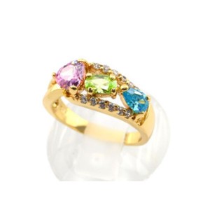 Кольцо с позолотой "Венеция" из циркона мульти, (иск.) Кольцо с позолотой "Венеция" из циркона мульти, (иск.)