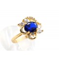 Кольцо циркон синий 4 стразы+циркон (иск.) Кольцо циркон синий 4 стразы+циркон (иск.)