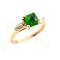 Кольцо женское "Квадрат" с цирконом зелёным,  (иск.)