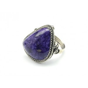 Кольцо с чароитом "Грация" 23*29мм.