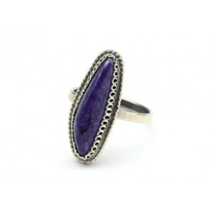 Кольцо с чароитом "Грация" 10*25мм. Кольцо с чароитом "Грация" 10*25мм.