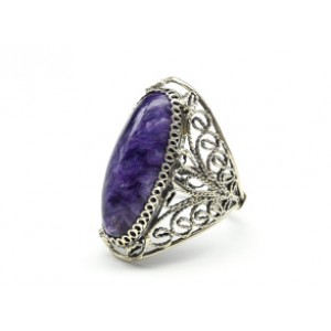 Кольцо чароит "Овал" 13*30мм